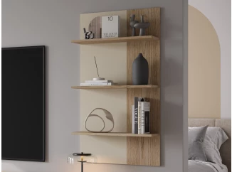 Nástěnný panel s policemi Meolo, dub cremona/béžový kašmír