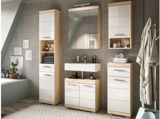 Koupelnová sestava (5 dílů) Lambada, dub sonoma/bílá lesk