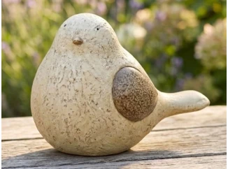 Dekorační soška Ptáček, béžová