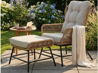 Zahradní křeslo s taburetem Soluna