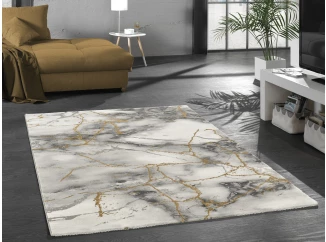 Koberec Craft 80x150 cm, mramorová optika, šedo-zlatý