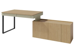 Psací stůl s komodou Lucky, eukalyptově zelená/baltský dub