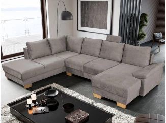 Sedací souprava Chivas, tvar levé U, kamenná hnědo-šedá látka