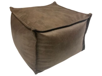 Čtvercový taburet Stockholm 70x70 cm, hnědá látka ve vintage optice kůže