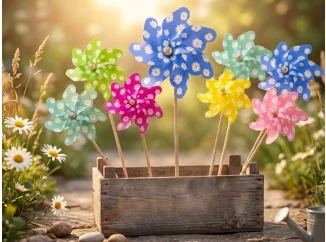 Zahradní větrník (1 ks) Květinový 55 cm, mix barev