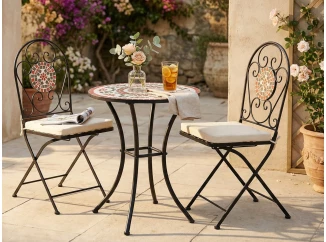 Zahradní set Mosaic, černý/červený