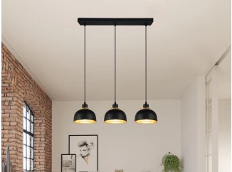 Závěsné stropní osvětlení Punch, černo-zlatá, 3 svítidla