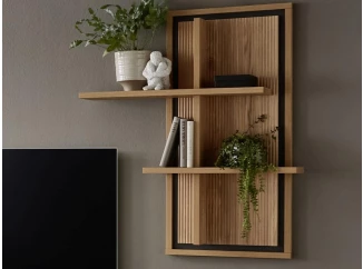 Nástěnný panel s policemi Flores, dub gustavson/antracit