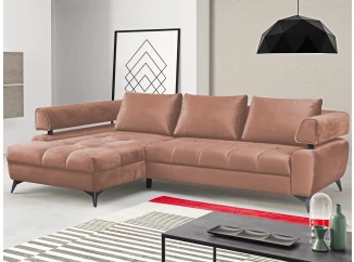 Rohová sedací souprava Paris, lososová látka, levý roh