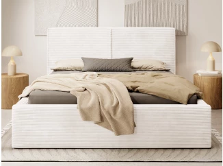 Postel Inez 180x200 cm, smetanově bílá strukturovaná látka