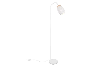 Stojací lampa Bidar, bílý kov/dřevo