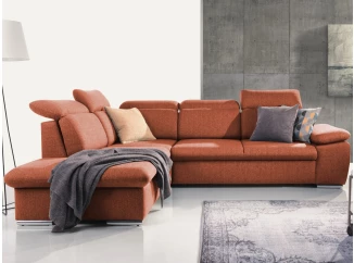 Rohová sedačka Aldon, cihlová strukturovaná látka, levý roh