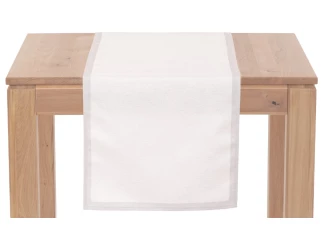 Vánoční běhoun na stůl 150x40 cm, bílý se stříbrnými vetkanými nitkami