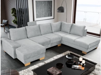 Sedací souprava Chivas, tvar pravé U, světle šedá látka