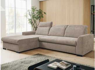 Rohová sedačka Arya, béžová cappuccino strukturovaná tkanina, levý roh