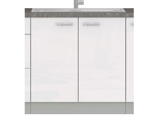 Kuchyňská dřezová skříňka Bianka 80ZL, 80 cm, bílý lesk