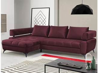 Rohová sedací souprava Paris, vínová látka, levý roh
