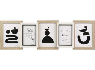 Fotorámeček pro 5 ks foto Valetta 68x21 cm, přírodní/černá, dřevo