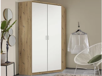 Rohová šatní skříň Bremen, dub artisan/bílá