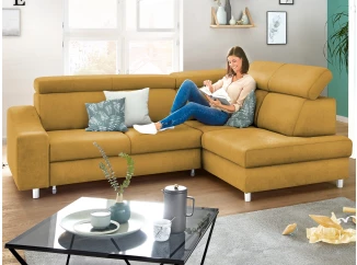 Rohová sedací souprava Brico, žlutá kari látka, pravý roh