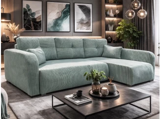 Rohová sedačka Predator, mentolově zelená strukturovaná látka