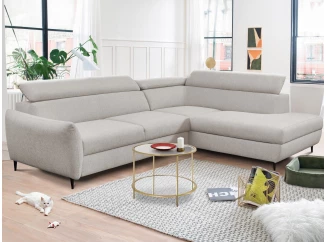 Rohová sedací souprava Othello, světlá šedohnědá látka, pravý roh