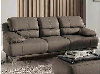 Trojmístná pohovka Maranello, hnědo-béžová kůže