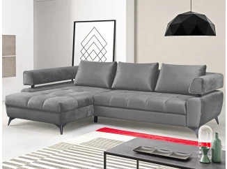 Rohová sedací souprava Paris, středně šedá látka, levý roh