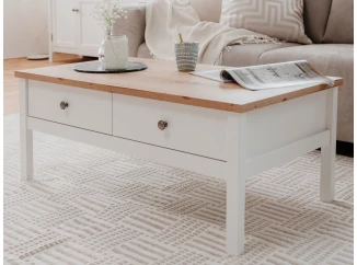 Konferenční stolek se zásuvkami Bergen, bílá/dub artisan