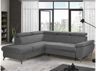 Rohová sedací souprava Gisele, středně šedá látka, levý roh