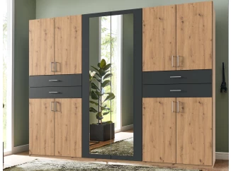 Šatní skříň Taiga, 270 cm, dub artisan/grafit