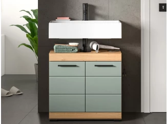Koupelnová skříňka pod umyvadlo Scout, dub artisan/šalvějově zelená