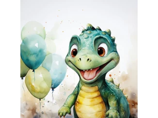 Dětský obraz Veselý dino,  35x35 cm