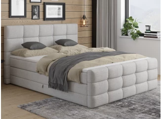 Postel boxspring Shadow 180x200 cm, světle šedá strukturovaná látka
