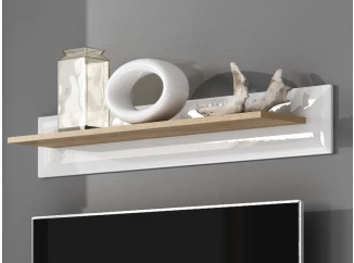 Nástěnná police Nordi, dub riviera/bílá lesk