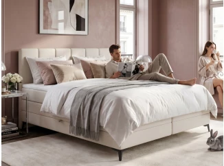 Postel boxspring Bergamo 180x200 cm, světle krémová látka