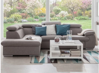 Rohová sedací souprava Viera, svěle šedá tkanina, levý roh