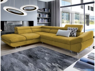 Rohová sedací souprava Fabio, žlutá látka, levý roh