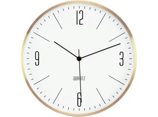 Nástěnné hodiny 30 cm, zlatý kov