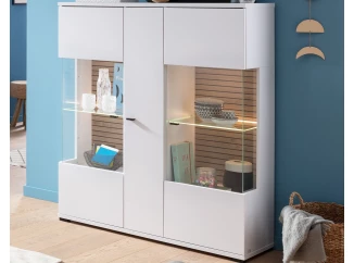 Široká vitrína Rovigo 115  cm, dub nox/bílá