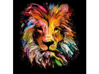 Obraz na plátně Barevný lev, 35x35 cm, efekt olejomalby