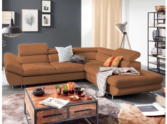 Rohová sedací souprava Fabio, rezavá látka, pravý roh