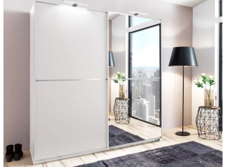 Šatní skříň se zrcadlem Baden, 179 cm, bílá