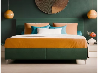 Postel s rošty Stephano 180x200 cm, zelená strukturovaná látka