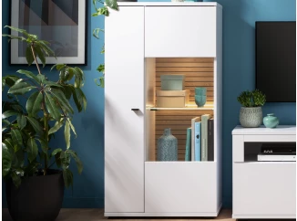 Skříňka s prosklením Rovigo 70 cm, dub nox/bílá