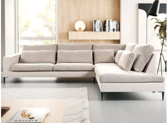 Rohová sedačka Romeo, béžová strukturovaná látka, pravý roh