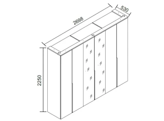 Šatní skříň se zrcadly Kevo, 270 cm, béžová kašmír