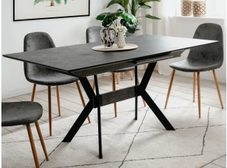 Jídelní stůl s funkcí rozkladu Hero 160x90 cm, imitace šedého kamene