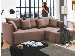 Rohová sedací souprava Magic, hnědá látka