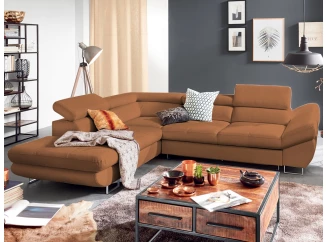 Rohová sedací souprava Fabio, rezavá látka, levý roh